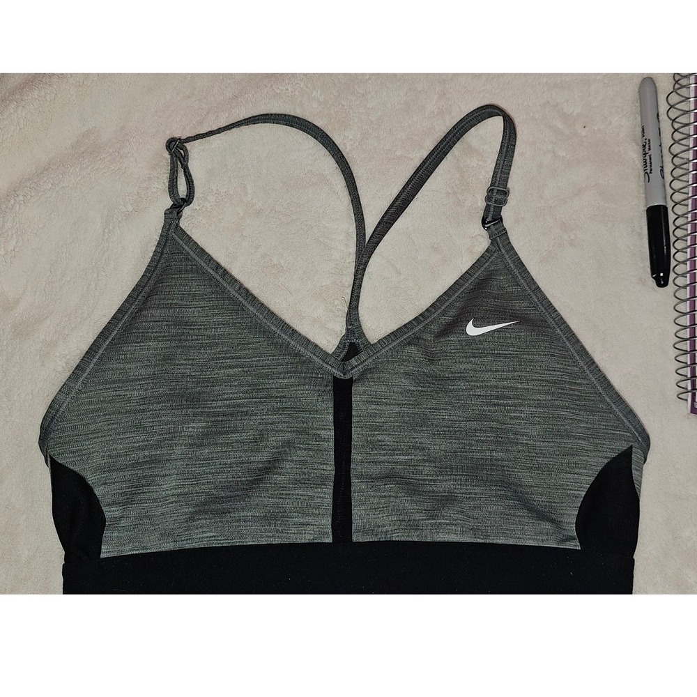 Nike Dri-FIT Sports Bra Womens Medium Gray Black Space Dye Low Impact Yoga
